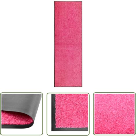 The Living Store Paillasson lavable Rose 60x180 cm - Tapis D'entrée - Paillasson Extérieur - Paillasson Intérieur - Tapis Absorbant - Tapis Lavable