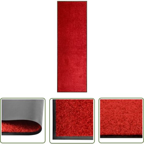 The Living Store Paillasson lavable Rouge 60x180 cm - Tapis D'entrée - Paillasson Extérieur - Paillasson Intérieur - Tapis Absorbant - Tapis Lave-linge