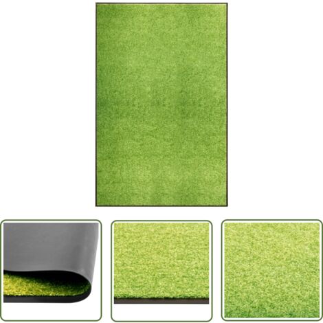 The Living Store Paillasson lavable Vert 120x180 cm - Tapis D'entrée - Paillasson Extérieur - Paillasson Intérieur - Tapis Absorbant - Tapis Washable