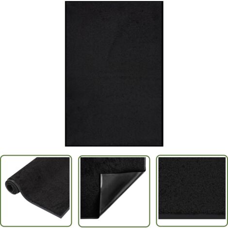 The Living Store Paillasson Noir 80x120 cm - Tapis D'entrée - Paillasson Intérieur - Paillasson Extérieur - Tapis Absorbant - Tapis Antidérapant