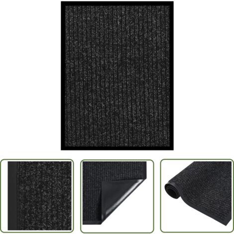 The Living Store Paillasson rayé Anthracite 40x60 cm - Tapis D'entrée - Paillasson Intérieur - Paillasson Extérieur - Tapis Absorbant - Tapis Antidérapant
