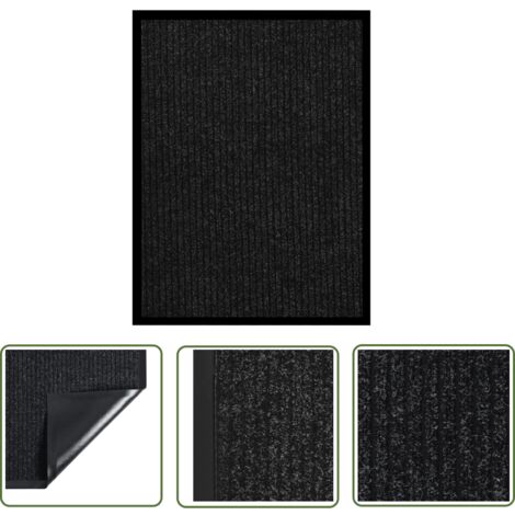 The Living Store Paillasson rayé Anthracite 60x80 cm - Tapis D'entrée - Paillasson - Matelas D'accueil - Tapis Extérieur - Tapis Intérieur