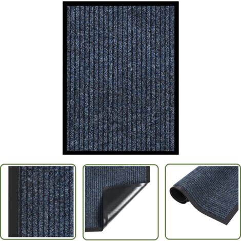 The Living Store Paillasson rayé Bleu 40x60 cm - Tapis D'entrée - Paillasson Intérieur - Matelas D'accueil - Tapisserie De Porte - Nettoyage Des Chaussures