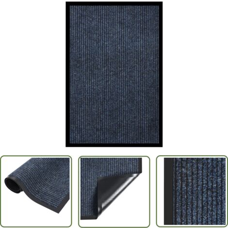 The Living Store Paillasson rayé Bleu 80x120 cm - Tapis D'entrée - Paillasson - Porte D'entrée - Décoration Intérieur - Tapis Absorbant