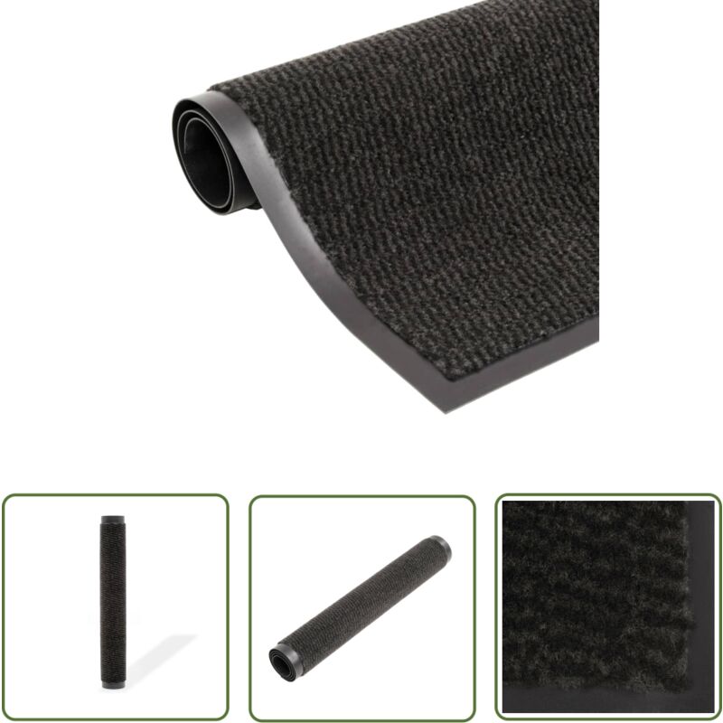 Paillasson rectangulaire 120 x 180 cm Noir - Tapis D'entrée - Paillasson Intérieur - Tapis Absorbant - Tapis Antidérapant - Nettoyage Sols - The
