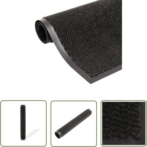 The Living Store Paillasson rectangulaire 120 x 180 cm Noir - Tapis D'entrée - Paillasson Intérieur - Tapis Absorbant - Tapis Antidérapant - Nettoyage Sols