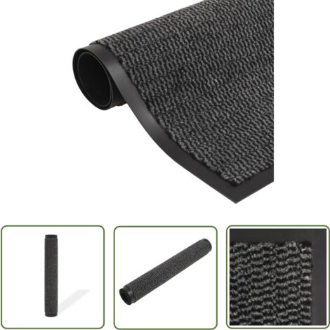 The Living Store Paillasson rectangulaire 40 x 60 cm Anthracite - Tapis D'entrée - Paillasson Intérieur - Antidérapant - Entrée Maison - Nettoyage Sols