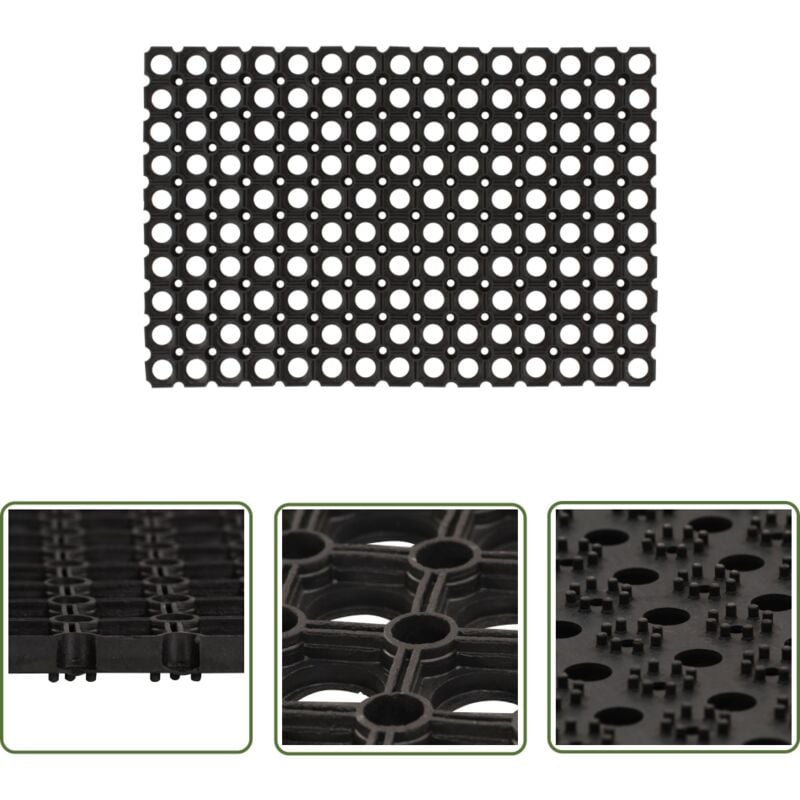 The Living Store - Paillasson rectangulaire 40x60 cm caoutchouc - Tapis D'entrée - Paillasson Extérieur - Paillasson Intérieur - Antidérapant