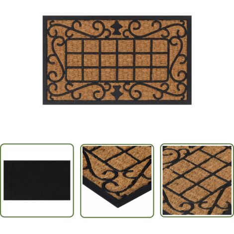 The Living Store Paillasson rectangulaire 45x75 cm caoutchouc et fibre de coco - Tapis D'entrée - Paillasson Extérieur - Paillasson Intérieur - Antidérapant - Caoutchouc