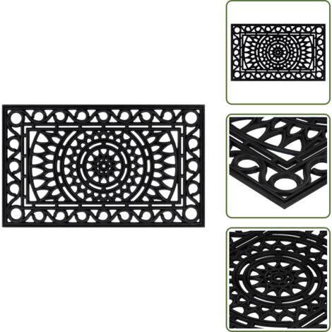 The Living Store Paillasson rectangulaire 45x75 cm caoutchouc - Tapis D'entrée - Paillasson Extérieur - Paillasson Intérieur - Tapis Caoutchouc - Tapis Antidérapant