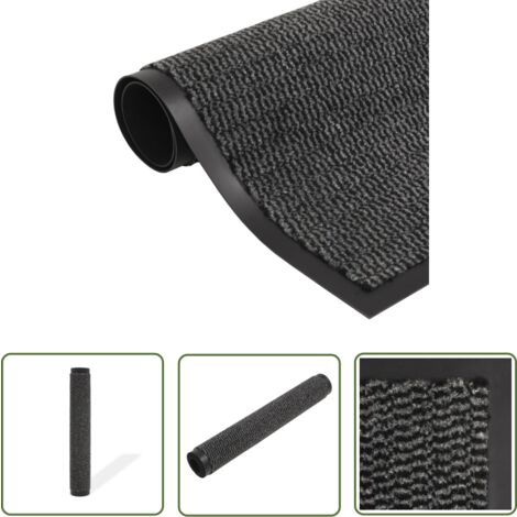 The Living Store Paillasson rectangulaire 60 x 90 cm Anthracite - Tapis D'entrée - Paillasson Intérieur - Antidérapant - Entrée Maison - Nettoyage Sols