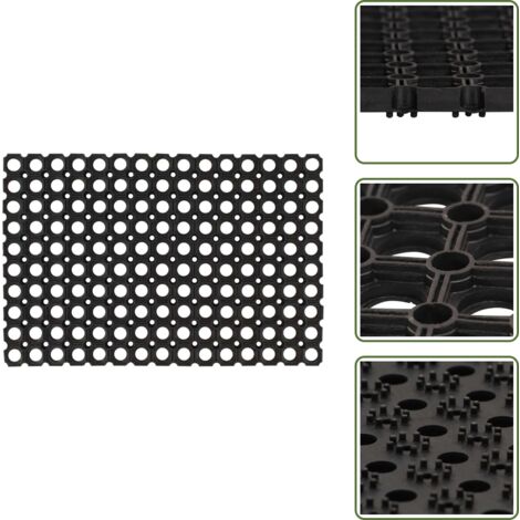 The Living Store Paillasson rectangulaire 60x80 cm caoutchouc - Tapis de caoutchouc