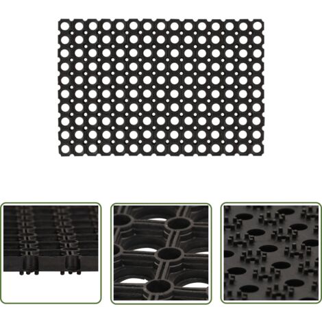 The Living Store Paillasson rectangulaire 60x80 cm caoutchouc - Tapis D'entrée - Paillasson Caoutchouc - Paillasson Extérieur - Tapis Antidérapant - Tapis De Porte