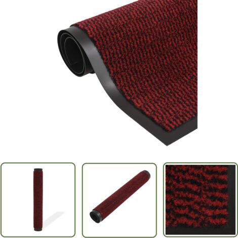 The Living Store Paillasson rectangulaire 80 x 120 cm Rouge - Tapis D'entrée - Paillasson Intérieur - Tapis Absorbant - Tapis Antidérapant - Tapis Extérieur