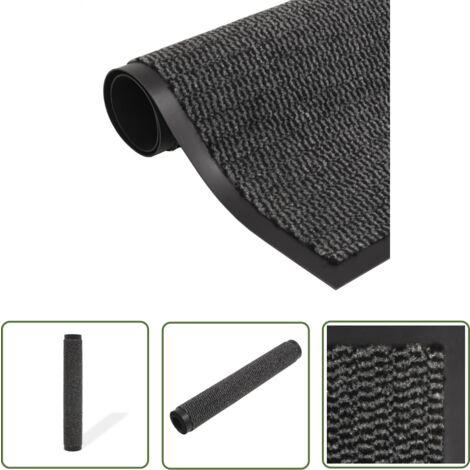 The Living Store Paillasson rectangulaire 90 x 150 cm Anthracite - Tapis D'entrée - Paillasson Intérieur - Antidérapant - Entrée Maison - Nettoyage Sols