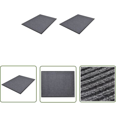 The Living Store Paillassons 2 pcs PVC Gris 90x60 cm - Tapis D'entrée - Paillasson Intérieur - Tapis Absorbant - Tapis Antidérapant - Matelas D'accueil
