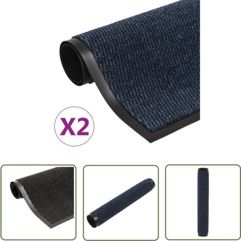 The Living Store Paillassons rectangulaires 2 pcs 120 x 180 cm Bleu - Tapis D'entrée - Paillasson - Tapis Absorbant - Tapis Antidérapant - Nettoyage Intérieur