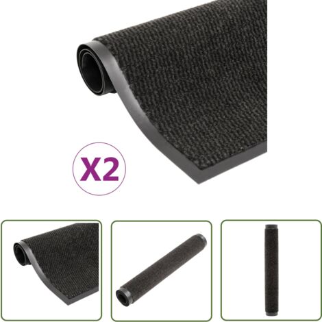 The Living Store Paillassons rectangulaires 2 pcs 120 x 180 cm Noir - Tapis D'entrée - Paillasson Intérieur - Tapis Absorbant - Tapis Antidérapant - Nettoyage Sols