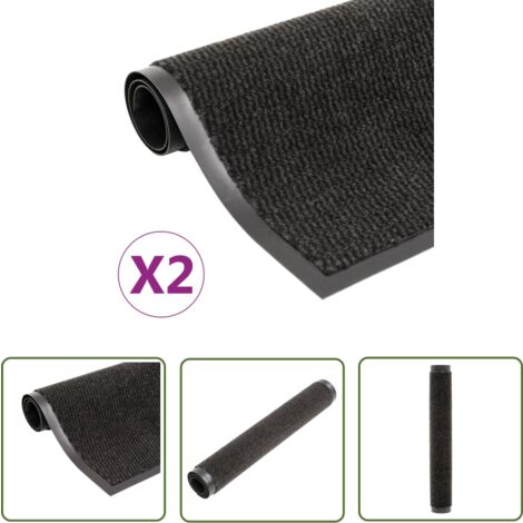 The Living Store Paillassons rectangulaires 2 pcs 40 x 60 cm Noir - Tapis D'entrée - Paillasson - Antidérapant - Intérieur - Extérieur