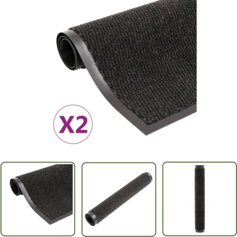 The Living Store Paillassons rectangulaires 2 pcs 80 x 120 cm Noir - Tapis D'entrée - Paillasson Intérieur - Tapis Absorbant - Tapis Antidérapant - Nettoyage Sols