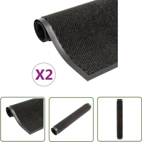 The Living Store Paillassons rectangulaires 2 pcs 90 x 150 cm Noir - Tapis D'entrée - Paillasson Intérieur - Tapis Absorbant - Tapis Antidérapant - Nettoyage Sols