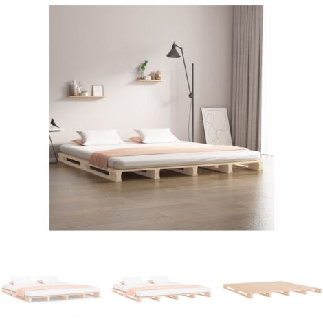 The Living Store Palettenbett 200x200 cm Massivholz Kiefer - Betten & Bettgestelle