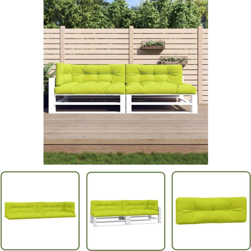 The Living Store - Coussins de palette lot de 5 vert vif tissu - Coussins Exterieurs - Coussins Jardin - Coussins Patio - Mobilier De Jardin