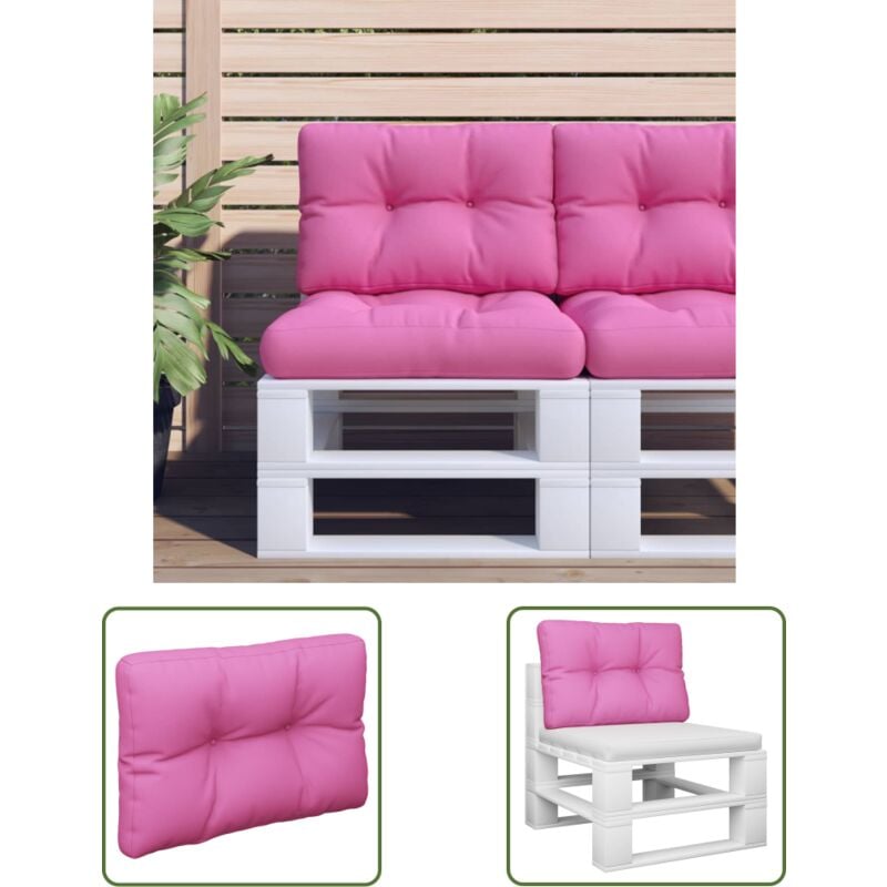 The Living Store Coussin de palette rose 60x40x12 cm tissu - Coussin Exterieur - Coussin Patio - Coussin Jardin - Coussin Design - Coussin Rose