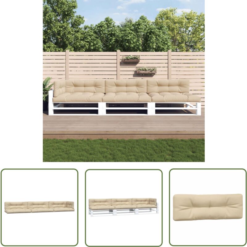 Coussins de palette lot de 7 beige tissu - Coussin De Chaise - Coussin De Canapé - Coussin D'extérieur - Coussin Décoratif - Housse De Coussin - The