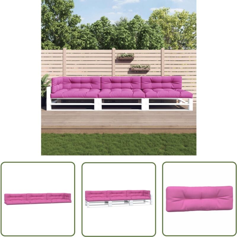 The Living Store - Coussins de palette lot de 7 rose tissu - Coussins De Patio - Coussins Exterieurs - Coussins Décoratifs - Cushions De Jardin
