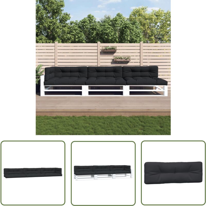 The Living Store - Coussins de palette lot de 7 noir tissu - Coussins De Patio - Coussins Exterieurs - Coussins Jardin - Mobilier De Jardin