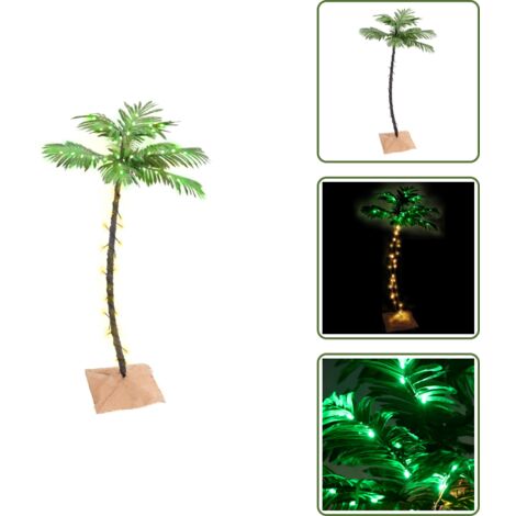 The Living Store Palmera artificial con 72 LED blanco cálido 120 cm - Luces LED