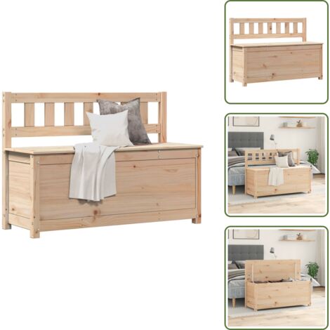 The Living Store Panca 110x41x76,5 cm in Legno Massello di Pino - Scarpiera in legno