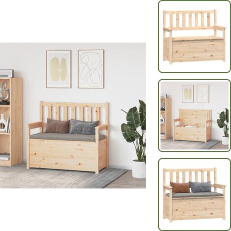 The Living Store Panca 112,5x51,5x96,5 cm in Legno Massello di Pino - Scarpiera in legno