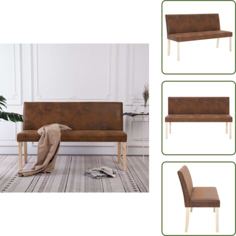 The Living Store Panca 139,5 cm Marrone in Pelle Scamosciata Artificiale - Panca in pelle artificiale