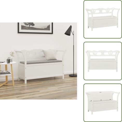 The Living Store Panca Bianca 107x45x75,5 cm Legno Massello di Abete - Panca in legno