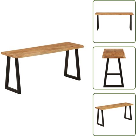 The Living Store Panca con Bordi Vivi 105 cm in Legno Massello di Acacia - Panca da ingresso