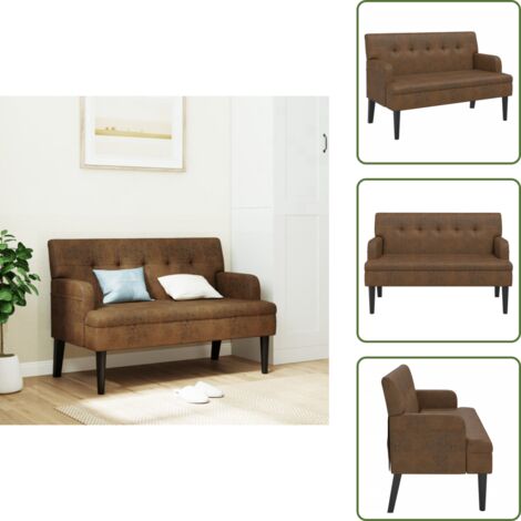 The Living Store Panca con Schienale Marrone 112x65,5x75 cm in Scamosciato - Seduta comoda