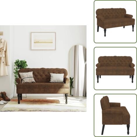 The Living Store Panca con Schienale Marrone 119,5x64,5x75 cm in Scamosciato - Seduta comoda