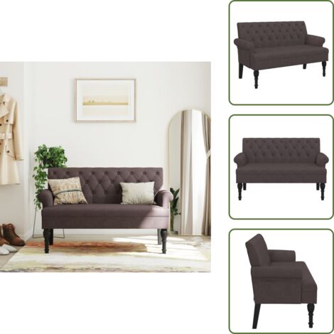 The Living Store Panca con Schienale Marrone Scuro 120x62x75,5 cm in Tessuto - Panca in tessuto