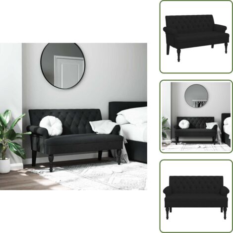 The Living Store Panca con schienale nera 120x62x75,5 cm in tessuto - Seduta comoda