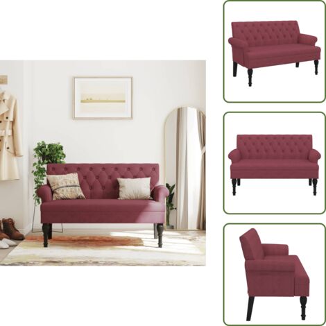 The Living Store Panca con Schienale Rosso Vino 120x62x75,5 cm in Tessuto - Seduta comoda