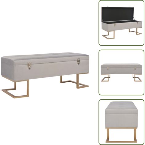 The Living Store Panca con Vano Portaoggetti 105 cm Grigio in Velluto - Panca con vano