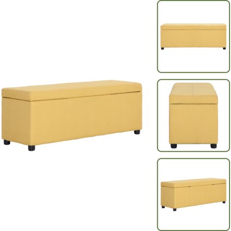 The Living Store Panca con Vano Portaoggetti 116 cm Gialla in Poliestere - Panca con vano portaoggetti