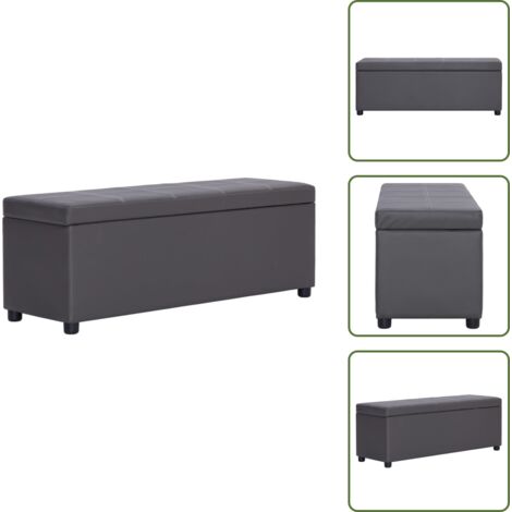 The Living Store Panca con Vano Portaoggetti 116 cm Grigia in Similpelle - Panca con vano portaoggetti