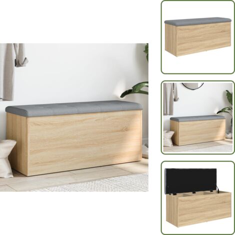 The Living Store Panca contenitore in rovere Sonoma 102x42x45 cm in legno ingegnerizzato - Archiviazione ingresso