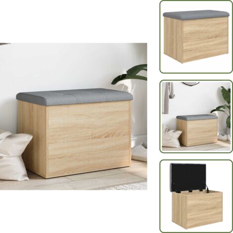 The Living Store Panca Contenitore Rovere Sonoma 62x42x45 cm Legno Agglomerato - Archiviazione ingresso