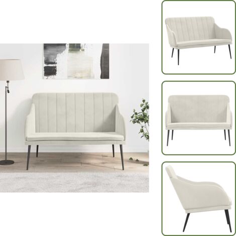 The Living Store Panca Crema 110x76x80 cm in Velluto - Seduta in velluto