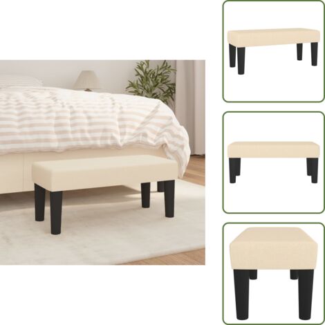 The Living Store Panca Crema 70x30x30 cm in Tessuto - Panca per letto