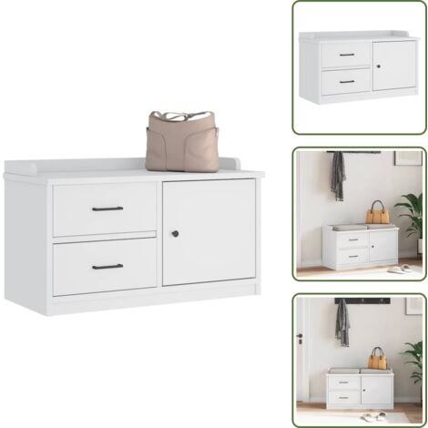 The Living Store Panca da Corridoio SANDNES Bianca 87x40x50 cm in Legno di Pino - Panca da ingresso